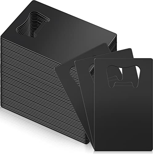 60 Pcs Credit Card Bottle Opener Groomsmen Bridesmaid Wallet Bottle Opener Beer Wine Stainless Steel for Wallet Pocket Party Wedding Favor, Black