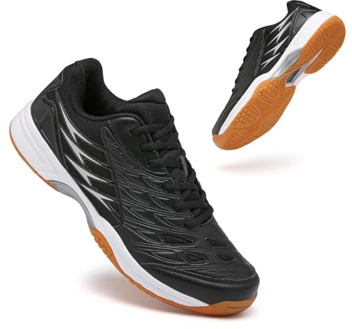 Tennis Shoes Lightweight Pickleball All Court Shoes Indoor Outdoor Badminton Sneaker with Arch Support Court Training Black