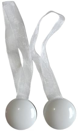 Coppia di Calamite per Tende - Semplici di Forma Tonda (Stile Bottone) - In Vari Colori (Bianco)