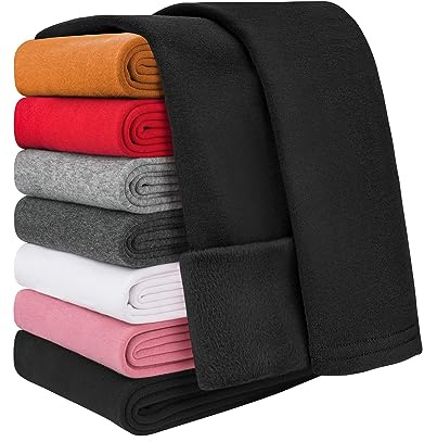 Auranso Girls Fleece Lined Thermal Leggings Cotton Winter Warm Thick Trousers Tights for Kids Black, 6-7 Years