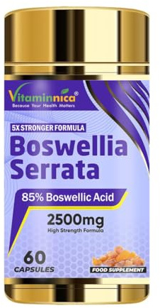 Vitaminnica Boswellia Serrata Capsules (2500mg 5:1 Extract)- 60 Vegan Capsules, 2 Months Supply, 85% Boswellic Acid, Indian Frankincense, Joint Support, Anti-Inflammatory
