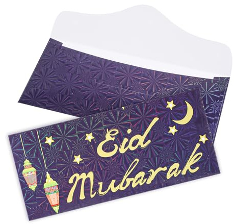 18 st Eid Mubarak-Kuvert för Pengar, 18 x 8 cm Eid Mubarak Presentkort Ramadan Pengarhållare Ficka Kontantpaket Ramadanhälsningskort Kuvert för Muslimska Fester Dekorationer
