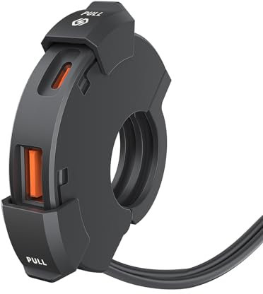 Kriogor Presa USB Moto Impermeabile per 22-25mm manubrio, QC3.0 USB C Presa USB per Auto, 12V/24V QC3.0 usb presa e tipo c per auto Carica Rapida per SUV Auto Marine Motorcycle Camper