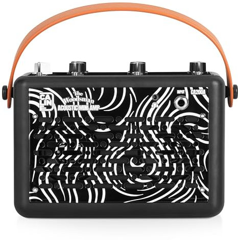 Caline Woodsman - Amplificador de guitarra acústica portátil de 20 W, amplificador de práctica de guitarra a batería para guitarra acústica y ukelele, con Bluetooth (CA-200A)