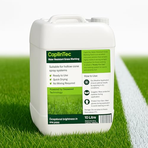 CaplinTec Grass Line Marking Paint – White Coating for Pitch, Sports Fields, Roads & Football | Ready to Use, Pour into Spray Machine | Eco-Friendly – 10 Litres