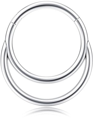 BodyBonita 16G Piercing al Setto Pendente - Acciaio Chirurgico 316L Septum Piercing Naso Cerchio Helix Orecchino Nostril Piercing Trago Cartilage Daith Piercing Naso Anello Argento 8mm
