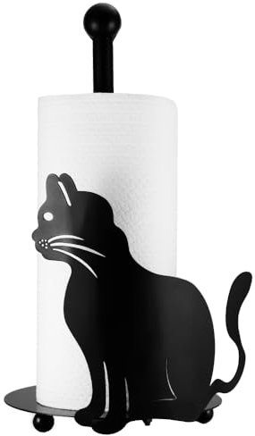 CASA BIRICCA Porta Rotolo da Cucina, Portarotolo da cucina in Metallo con Simpatico Gattino, Elegante Porta Scottex e Carta Cucina, Accessorio di Design per la Tua Cucina, Ottima Idea Come Arredo Casa