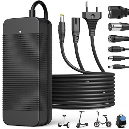 42V 2A Caricabatterie per Monopattino Elettrico, Caricatore Universale per Batteria al Litio 36V con 6 Connettori, compatibile con Xiaomi M365, Ninebot, Hoverboard, Monopattini Elettrici e Monocicli