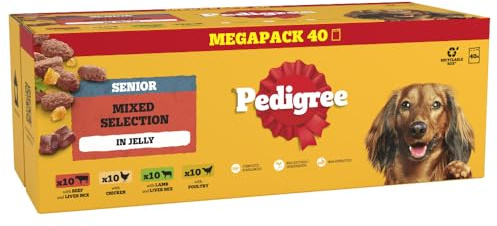 PEDIGREE Senior Dog Food Pouches Chunks in Jelly 40 x 100 g Multipack
