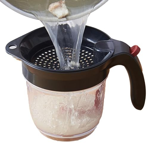 YNPQTDS Séparateur de graisse avec ouverture par le bas, séparateur de graisse de tasse, séparateur de graisses, séparateur de graisse de sauce, séparateur de graisse de cuisine, passoire alimentaire,