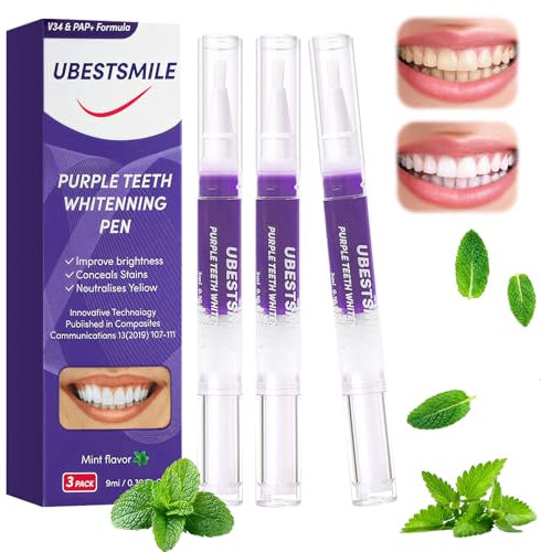 3 Piezas Blanqueadores Dentales,Gel Blanqueador de Dientes Efectivo,Elimina Manchas Rápidamente,Morado Teeth Whitening Stick,Rápida Blanquear los Dientes,Elimina Manchas y Aclara Dientes