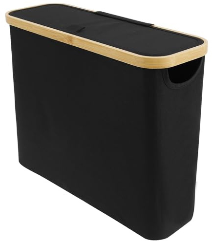 BAODBF Cesta de almacenamiento de papel higiénico con tapa, 45 × 15 × 35 cm, caja de almacenamiento de papel higiénico para 12 rollos de papel higiénico, organizador de papel higiénico para espacios