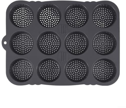 Burger Bun Moulds 12 Hole With Non-Stick Coating, Silicone Hamburger Bun Moulds, Maker For Burgers, Bread, Rolls, Puffs, Tartlets, Egg Muffin