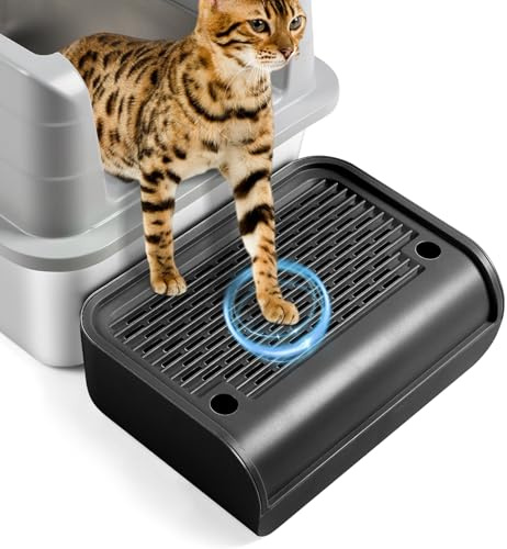 Bartuke Scala per Gatto in plastica rialzata, rampa per lettiera, Pedale per Filtro per Gatto per Gattini e Gatti Anziani, Robot Automatico autopulente per lettiera per Gatti (Nero)