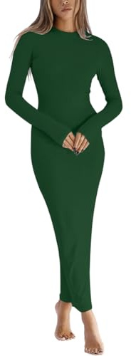 LACOZY Women's Fall Long Sleeve Dress - Elegant Office Church Business Wear to Work Bodycon Pencil Sheath Dresses Green S