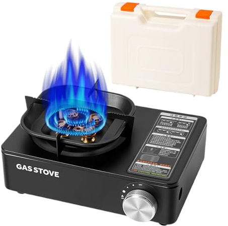 Forno portatile da campeggio - Stufe da campeggio con valigetta di trasporto per cucinare, cucina da 6000 W con accensione automatica per attività all'aria aperta, escursionismo, viaggi camper picnic