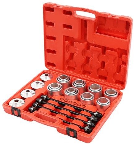 EUAIIPull 28 stycken hjullager avdragare sats drag- och tryckhylsor set med 4 muttrar M10 M12 M14 M16 tryckhylssats axellager lagerverktyg för bilreparation