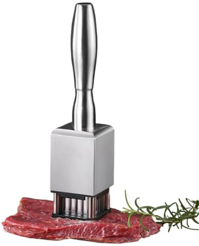 RoseFlower Attendrisseur à Viande 2 en 1 avec Aiguille et Marteau, maillet à Viande en Acier Inoxydable avec poignée antidérapante, attendrisseur à Steak Double Face, Lavable au Lave-Vaisselle