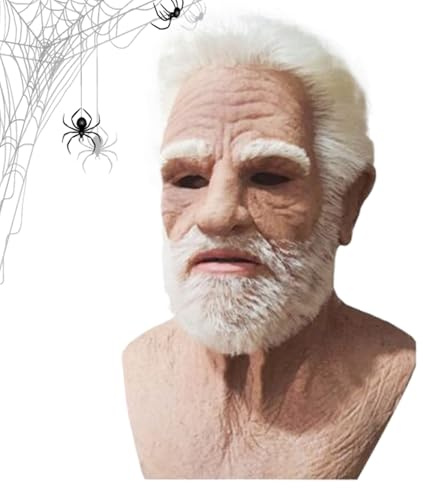 Generico Maschera da Vecchio Uomo Realistica – Maschera in Lattice con Capelli e Barba Bianchi | Copricapo Halloween Costume Carnevale Cosplay Festa Spaventosa per Adulti
