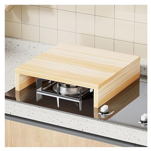 tapa encimera gas Placa protectora para placa de gas Pinewood, estante de almacenamiento para cocina eléctrica, organizador de sartenes simple/doble de estilo abierto(H 6cm/2.4in,60x60cm/23.6x23.6in)