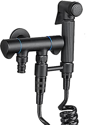 DLAZUM Kit spruzzatore Bidet Nero per WC, spruzzatore per Pannolini in Stoffa in Ottone, Montaggio a Parete, Rubinetto Singolo per Bidet Freddo, Attacco Bidet per Bagno Animali, igiene PE