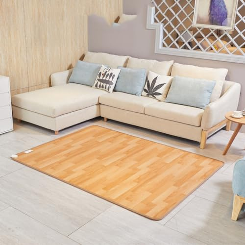 Tappeto Riscaldante Elettrico, Cuscinetto Riscaldante per Pavimento in Cristallo di Carbonio al Grafene, Tappeto Riscaldante per Pavimento del Soggiorno per Uso Domestico(Brown,50 * 200cm)