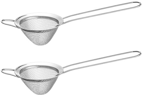 Xelmorant 2 Pack Cocktail Strainer Fine Mesh Sieve, 20x7cm Stainless Steel Cone Shaped Bar Strainer, Perfect for Cocktails and Tea