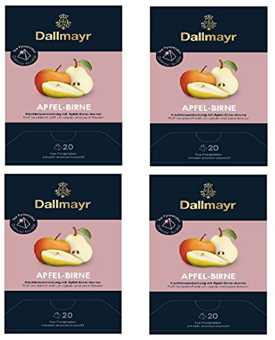 4 x Dallmayr Apfel Birne Früchtetee 20 Tee Pyramiden x 3,5g