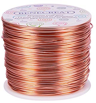 BENECREAT 17 Gauge(1.2mm) Aluminum Wire 380FT(116m) Anodized Jewelry Craft Making Beading Floral Colored Aluminum Craft Wire - Copper