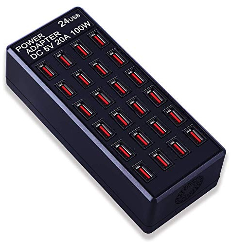 24-Port 100 watt (20 A) USB Charging Station, Home Desktop Fast Charger, Multiple Chargers, Suitable for Hotels, Shops, Schools, Shopping malls and Travel