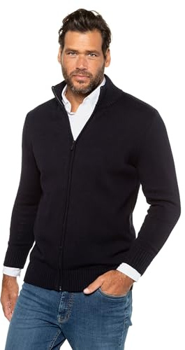 JP 1880 Mens Taglie Forti Menswear L-8XL Cardigan, Colletto Alto, Polsini a Costine 717032, Blu Oltremare Scuro, L