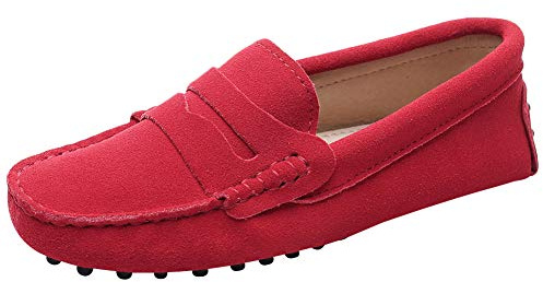 Jamron Femmes Classique Daim/Tissu Noeud Papillon Penny Loafers Confortable Fait Main Pantoufle Mocassins
