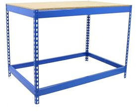 Simon Rack Arbetsbänk, verkstad, arbetsbord, verkstad, maximal belastning 400 kg, 900 x 1200 x 600 mm, DIY, blå/trä - BT-Basic