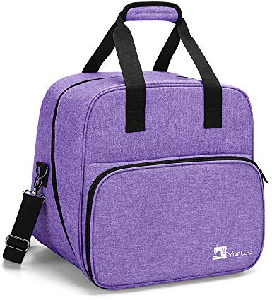 Yarwo Sewing Machine Bag with Bottom Wooden Board, Universal Sewing Machine Case Fit for Most Standard Sewing Machine and Accessories, Purple