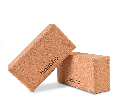 basaho Cork Yoga Block | Sustainable and Eco-Friendly | Non-Slip Yoga Brick | 1 block or 2 x pair of yoga blocks (2 blocks)