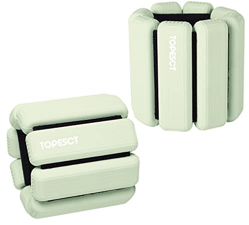 TOPESCT Lot de 2 poids de poignet réglables (0,5 kg chacun) | Bracelet de poids portable pour poignet et cheville pour yoga, danse, barre, pilates, cardio, aérobic, marche (rose) (0,9 kg/chaque, vert