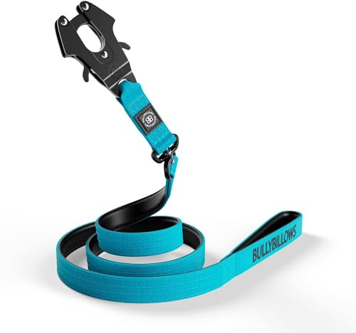 BullyBillows Schwenkbare Kampfhundeleine | Gepolsterter Griff für leichtere Spaziergänge | Anti Tangle & Druckgetestete Hundeleine | Geeignet für alle Hunderassen - Hellblau