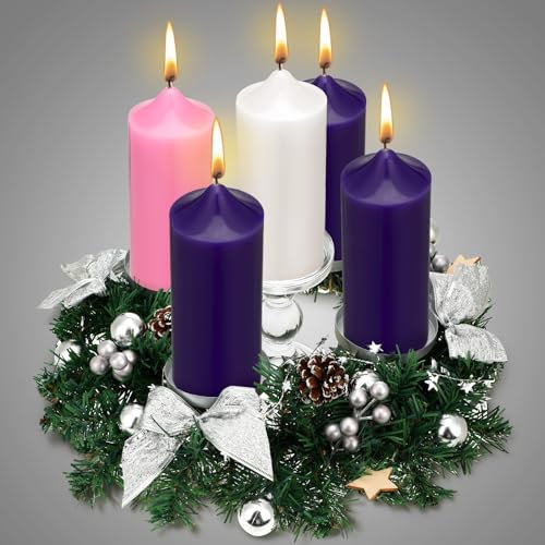 Ziliny Corona de Adviento de Navidad, portavelas, pilar, velas de Adviento, velas de Adviento, centro de mesa, decoración, calendario de adviento, corona, anillo, candelabro, soporte de decoración,