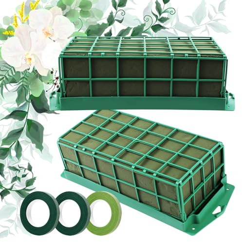 Yoiimiya Blumensteckschaumkäfig, 2er-Pack Blumensteckschaumblöcke für frische Blumen, Blumenhalter mit Blumensteckschaum, Käfigschale Blumensteckschaum für künstliche Blumenarrangements