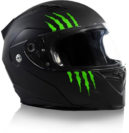 Finest Folia Kratzer Helm Aufkleber 2er Set 7,5x7,5cm Monster Sticker Kralle Deko für Motorrad Helm Auto Motorradhelm Kratzspuren selbstklebend wasserfest K173 (Neon Grün)