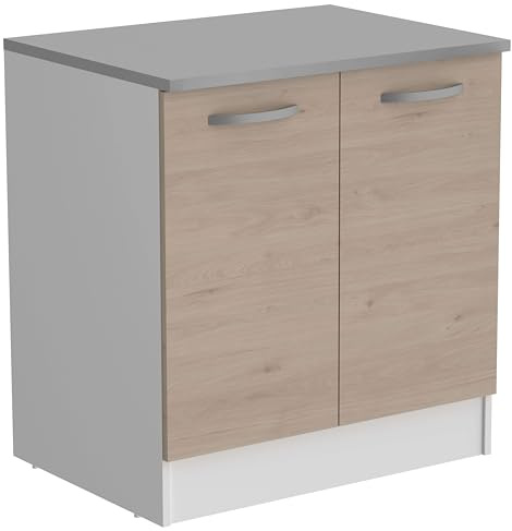 Miroytengo Módulo Cocina Inferior EKO 2 Puertas Roble Jackson y Blanco 80x60cm