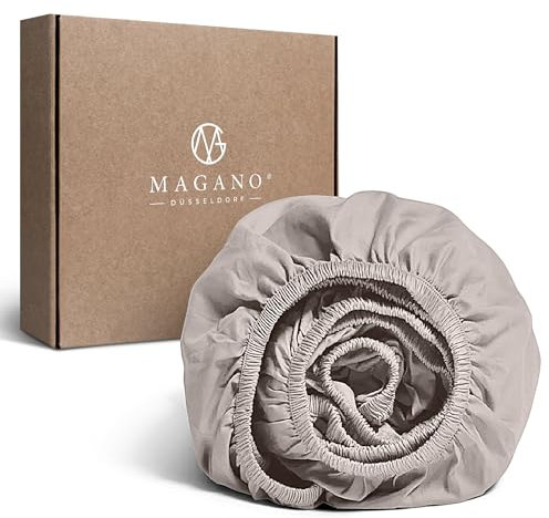 MAGANO® Luxus Spannbettlaken 160x200 Taupe | Bambus & Baumwolle Satin | 400 TC Premiumqualität | Hypoallergen & Thermoregulierend | Spannbetttuch Bettlaken 160x200cm | Beige