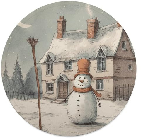 Rundes Strandtuch, Schneemann hält einen Besen, bedruckte Reisedecke, personalisierte Decke, Yoga-Decke, Mikrofaser, Strandtuch, dicke Tischdecke, Unisex