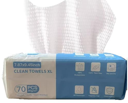 Skincare XL Abschminktücher Fusselfreie Gesichtshandtücher Einmalwaschlappen, 100 % Biologisch Abbaubare Gesichtstücher Einmaltücher,Einweg-Hautpflegetücher zur Reinigung und Make-up-Entfernung