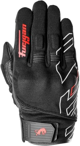 Furygan Jet Neon D3O - Gants Moto et Scooter Homme Été Homologués CE - Paume 100% Cuir - Textile Respirant - Tactile, Protection D3O