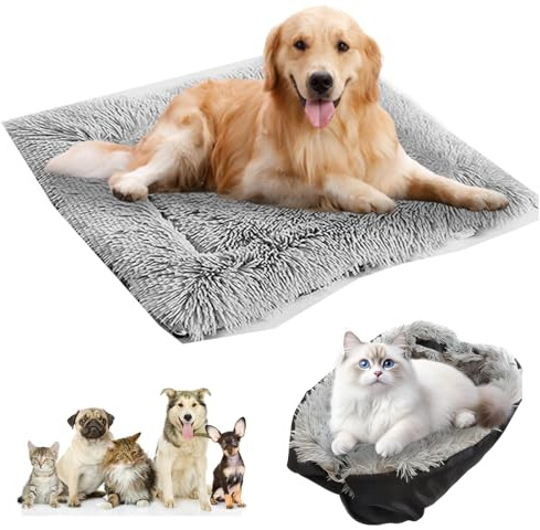 GOEDCH Cuscino per gatti 2 in 1: 61 cm x 51 cm, morbido letto per gatti con cuscino rimovibile e lavabile per cani di piccola taglia, colore nero