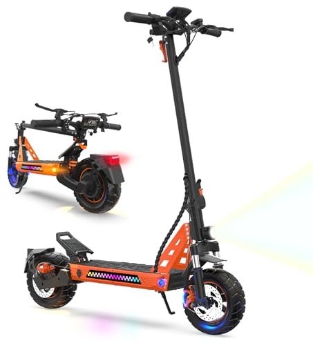 VELOFLOW Trottinette électrique, Pneu Tout-Terrain de 10 Pouces, Moteur Puissant de 500W, 6/10/15/25 km/h, autonomie de 45 km, Batterie de Grande capacité de 13 Ah, Triple Amortisseur à Ressort