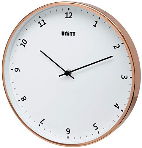 Unity Horloge Murale, Plymouth Or Rose, Moderne, Cadran Blanc, 30 cm