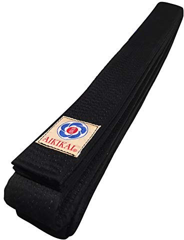 AIKIKAI Aikido Gürtel schwarz Label Schwarzgurt Obi für Aikidoka (2 = 235 cm)
