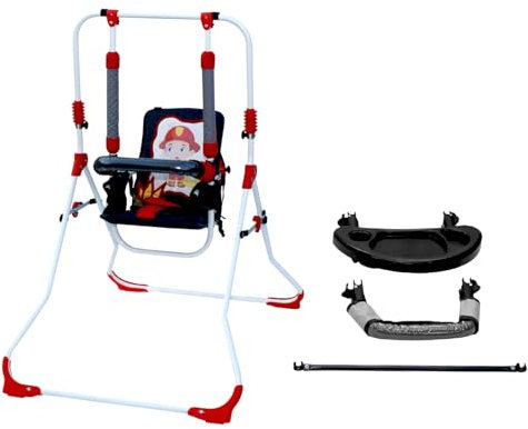 2in1 Skyline Kinderschaukel Babyschaukel Babywippe Zimmerschaukel Gartenschaukel Indoor Outdoor Baby Schaukel und Hochstuhl in einem Sicherheitsgurt mit Bügel kompakt zusammenklappbar Drinnen Draußen